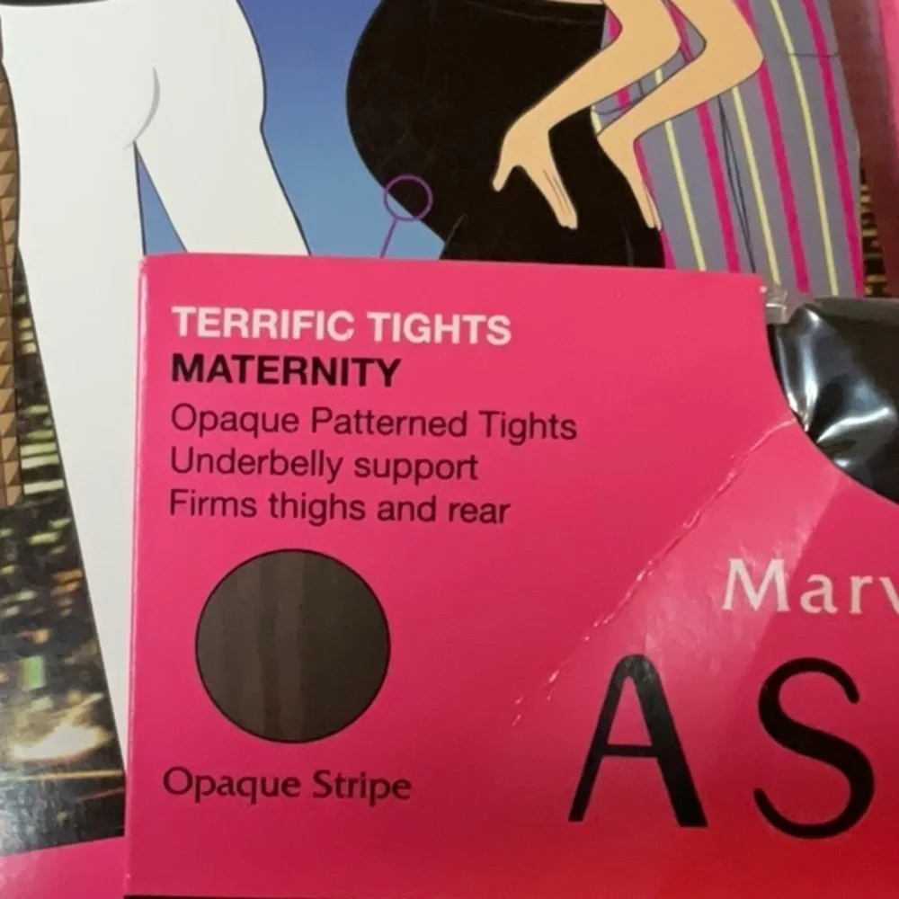 ASSETS by Sara Blakely Maternity Tights in Opaque Stripes. Size 2.